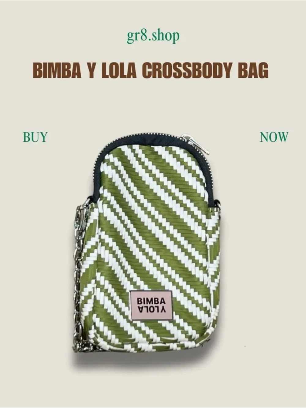 Bimba y Lola Olive & White Crossbody Bag